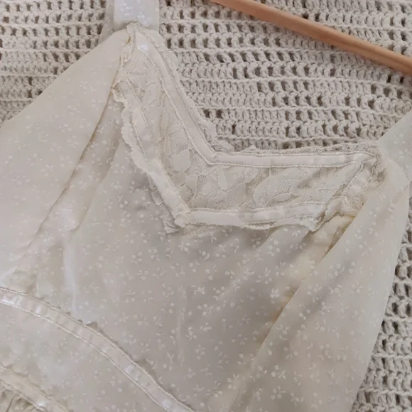 . Vintage Handmade Small Batch Cotton Lace Tie Back Prairie Maxi Slip Dress . - Picture 9 of 16